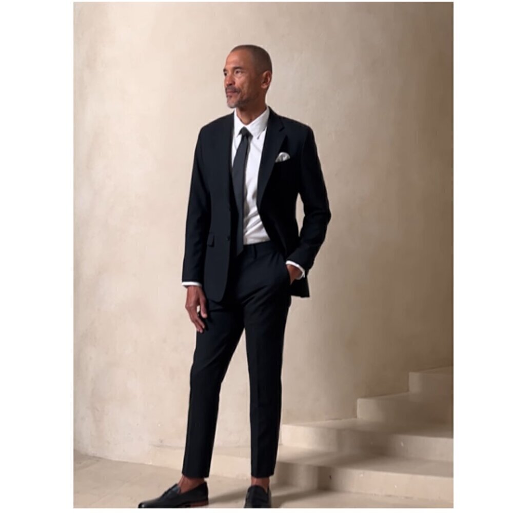 Banana Republic Modern Classic Plain Weave Suit Trouser Pants Black 38 x 36 NWT